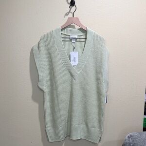 NWT Monkl Elise Light Green Size Small V-Neck Slipover Sweater